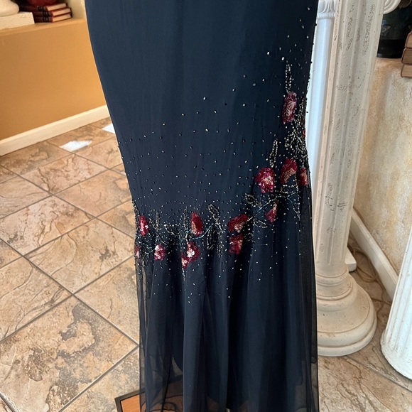 XSCAPE Sequence  and Beaded Floral (2) piece Set Silk Sheer Dress/Jacket - Picture 9 of 12